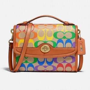 NWT Coach Kip Crossbody In Rainbow Signature Canvas & Leather C5144 Pride